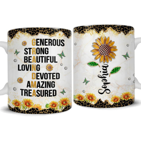Personalized Grandma Sunflower Mug With Custom Name
