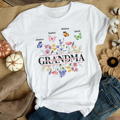 Personalized Grandma T-shirt Grandma's Garden