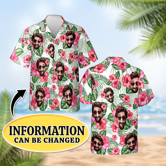 Personalized Hawaiian Shirt Custom Funny Face Shirt With Hibiscus Art