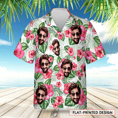 Personalized Hawaiian Shirt Custom Funny Face Shirt With Hibiscus Art