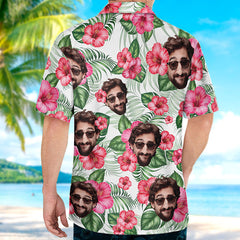 Personalized Hawaiian Shirt Custom Funny Face Shirt With Hibiscus Art