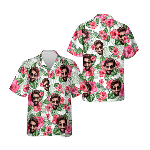 Personalized Hawaiian Shirt Custom Funny Face Shirt With Hibiscus Art