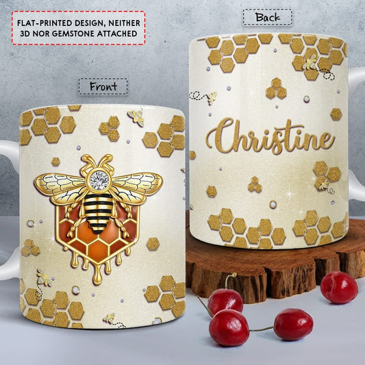 Personalized Honeycomb Bee Mug Jewelry Drawing Style