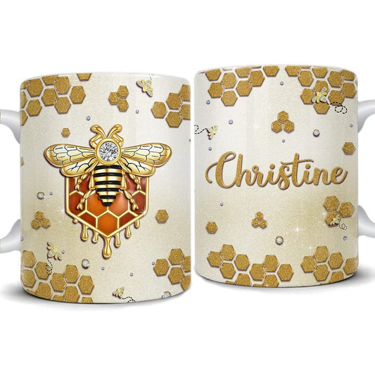 Personalized Honeycomb Bee Mug Jewelry Drawing Style