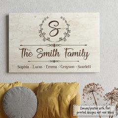 Personalized Horizontal Canvas Family Member Name Sign