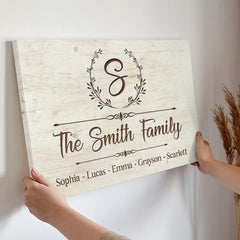 Personalized Horizontal Canvas Family Member Name Sign