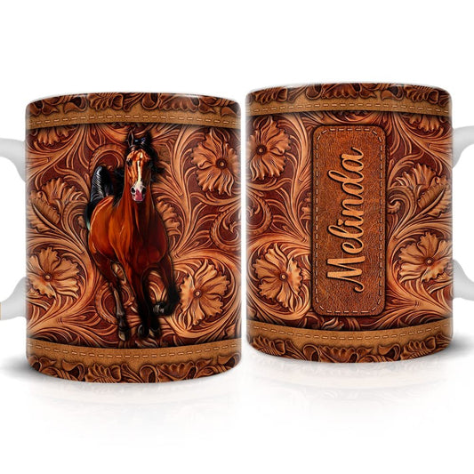 Personalized Horse Mug Wood Style