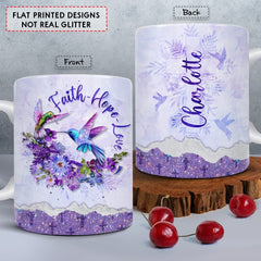 Personalized Hummingbird Mug Faith Hope Love Art Gift