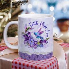 Personalized Hummingbird Mug Faith Hope Love Art Gift