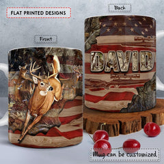 Personalized Hunting Mug For Deer Hunter US Flag