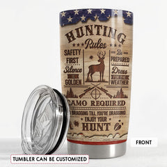 Personalized Hunting Tumbler Hunting Rules Wood Drawing