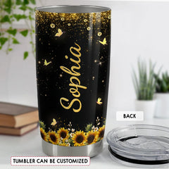 Personalized Initial Tumbler With Monogrammed Letter Sunflower