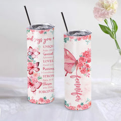 Personalized Inspirational Skinny Tumbler God Says You Are