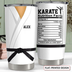 Personalized Karate Nutrition Facts Tumbler With Customize Name