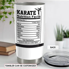 Personalized Karate Nutrition Facts Tumbler With Customize Name