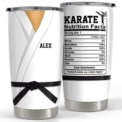 Personalized Karate Nutrition Facts Tumbler With Customize Name