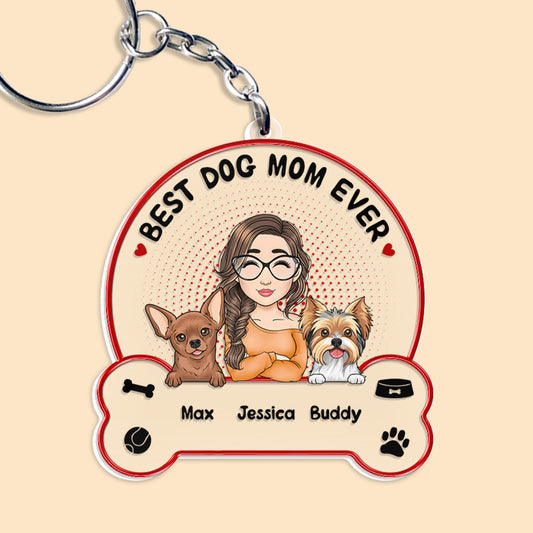 Personalized Keychain Gift For Dog Lover Best Dog Mom Ever