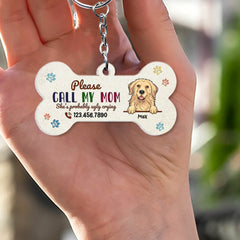 Personalized Keychain Gift For Dog Lover Please Call My Mom