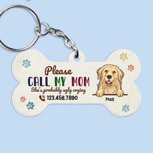 Personalized Keychain Gift For Dog Lover Please Call My Mom