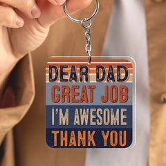 Personalized Keychain Gift For Father Dear Dad Great Job