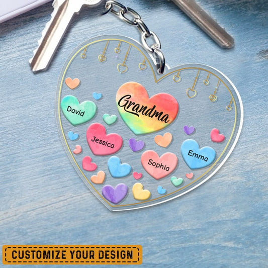 Personalized Keychain Gift For Grandma Sweet Hearts Of My Children