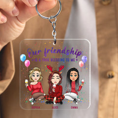 Personalized Keychain Gift for Besties Friendship Is A True Blessing