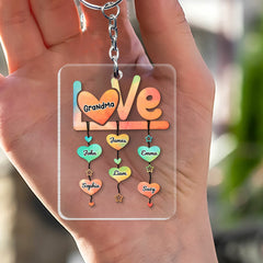 Personalized Keychain Gift for Grandma Colorful Heartstrings