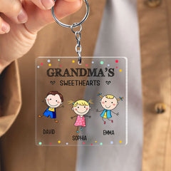 Personalized Keychain Gift for Grandma Cute Grandkids
