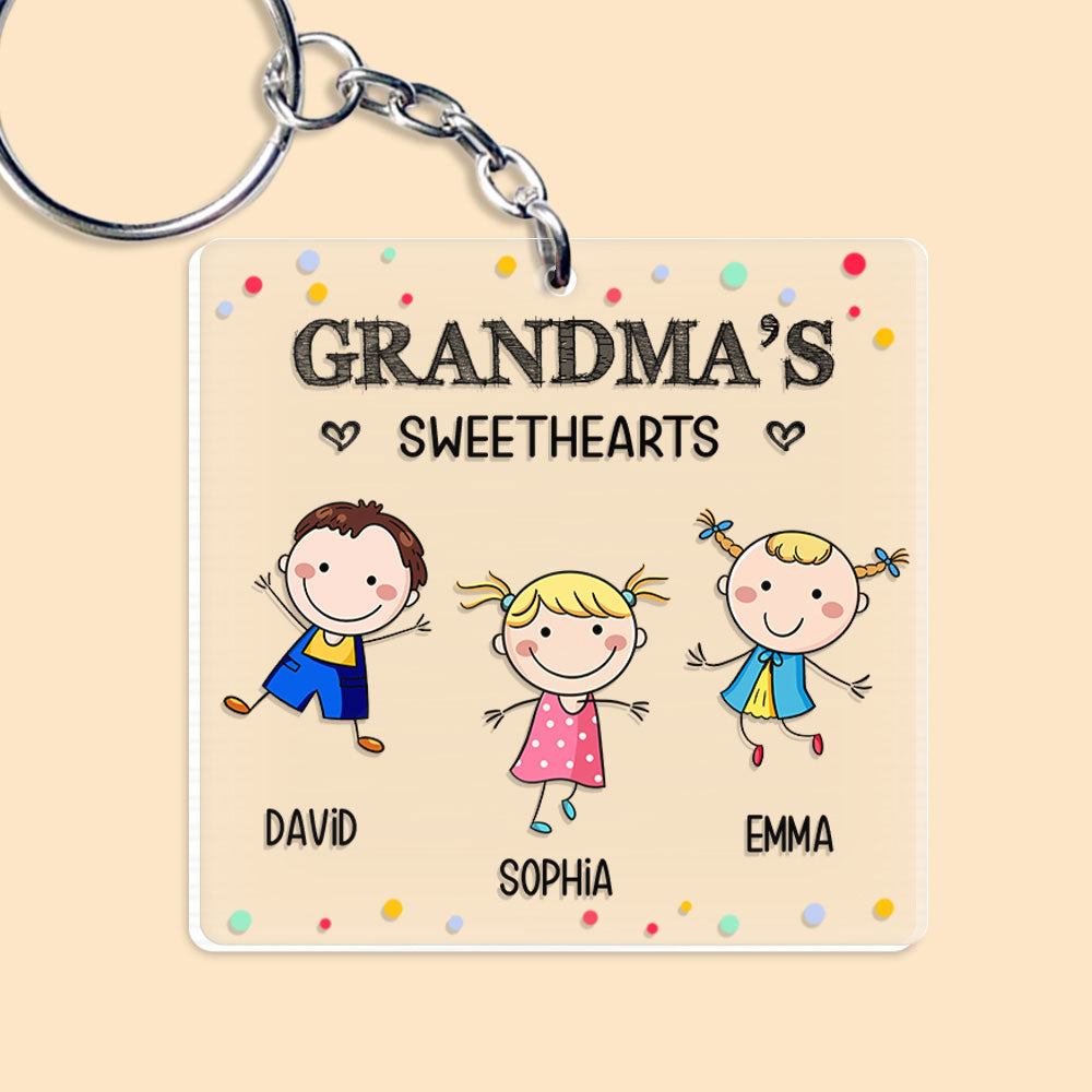 Personalized Keychain Gift for Grandma Cute Grandkids