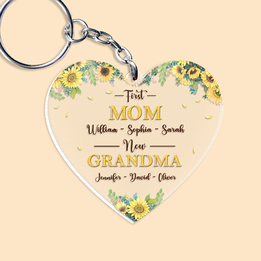 Personalized Keychain Gift for Grandma Sunflower Keychain