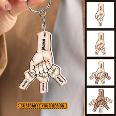 Personalized Keychain Mother And Children Hands