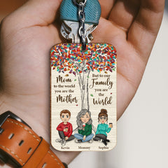Personalized Keychain Mother and Children You Are The World