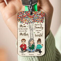Personalized Keychain Mother and Children You Are The World