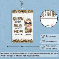 Personalized Keychain Queen Wife Mom leopard Woman
