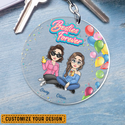 Personalized Keychain for Best Friends Besties Forever