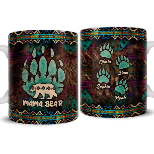 Personalized Mama Bear Mug Native American Pattern