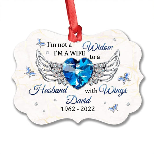 Personalized Memorial Ornament Widow to Husband with Wings