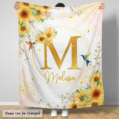 Personalized Mom Blanket Monogram Sunflower Custom Name