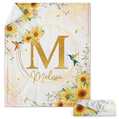 Personalized Mom Blanket Monogram Sunflower Custom Name