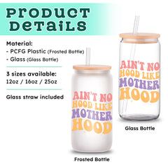 Personalized Mom Frosted Bottle Ain't no Hood like Mother Hood