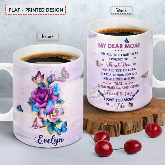 Personalized Mom Mug Butterfly And Flower