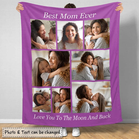 Personalized Mom Photo Blanket Best Mom Ever Gift Mother's Day