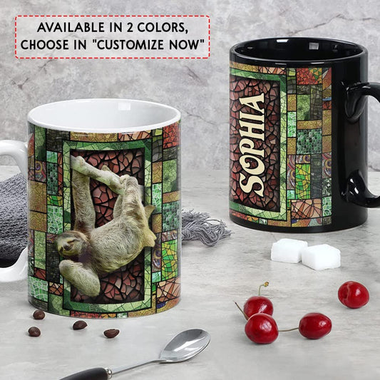 Personalized Mosaic Sloth Mug