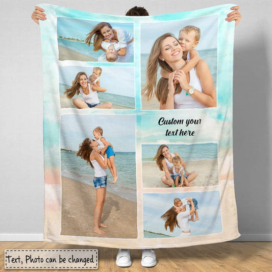 Personalized Mother Kids Blankets Custom Photo Collage