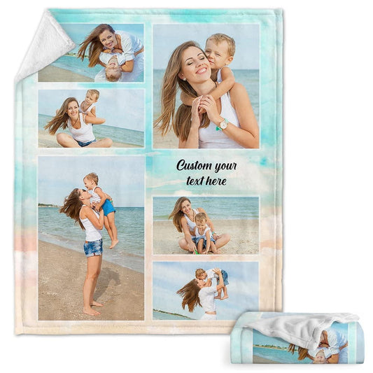 Personalized Mother Kids Blankets Custom Photo Collage