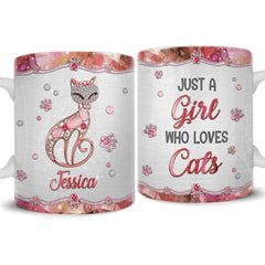 Personalized Mug For Cat Lover Girl Love Cat