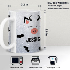 Personalized Mug For Cow Lover Glitter Drawing