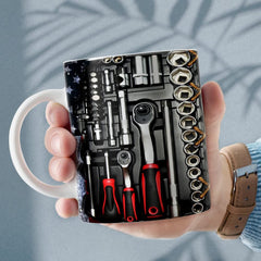 Personalized Mug For Dad Tool Box Drawing
