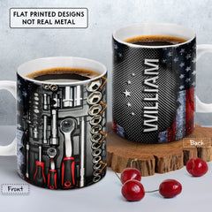 Personalized Mug For Dad Tool Box Drawing