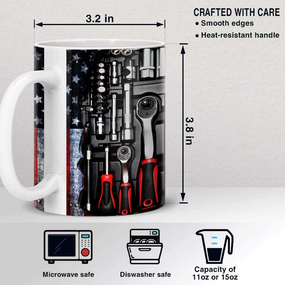 Personalized Mug For Dad Tool Box Drawing